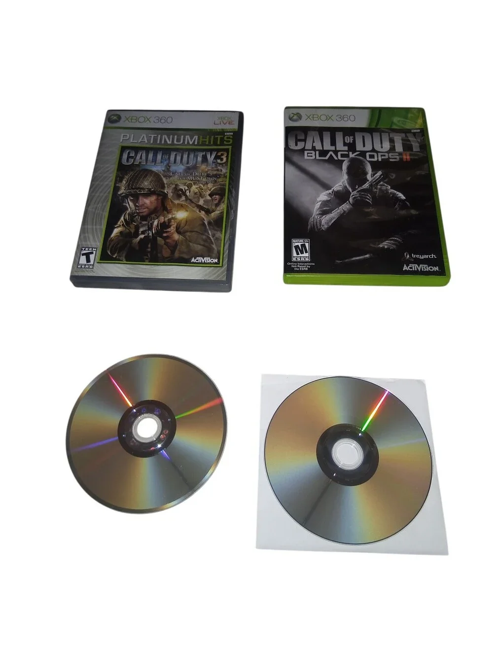 Xbox 360 Call Of Duty 3 2006 , World At War 2008 Black Ops 2 2012 Games Bundle